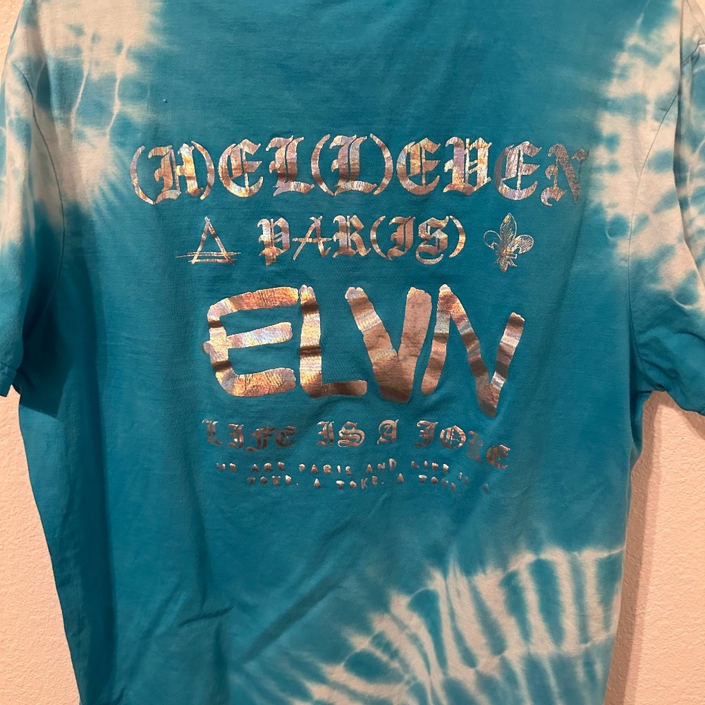 Elevenparis Mens Tye Dyed Tee Blue Teal LARGE